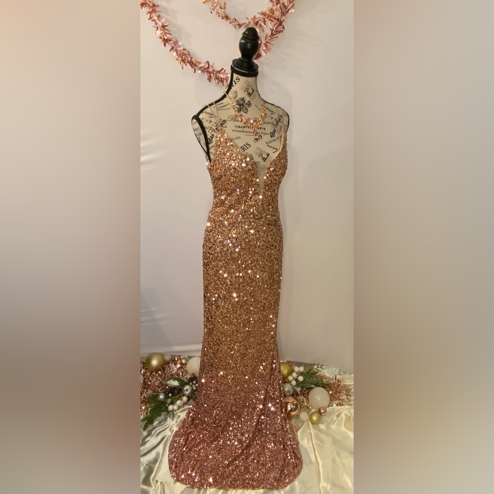 Windsor Blush Pink Ombré Sequin Gown